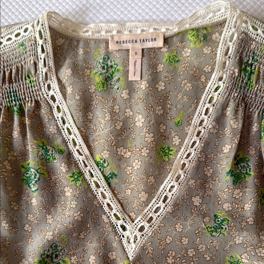 Rebecca Taylor Green Embellished Sleeveless Blouse - Picture 2 of 4
